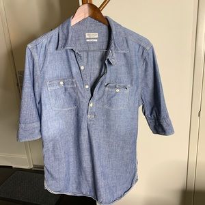 All Saints Men’s Chambray half button top worn
